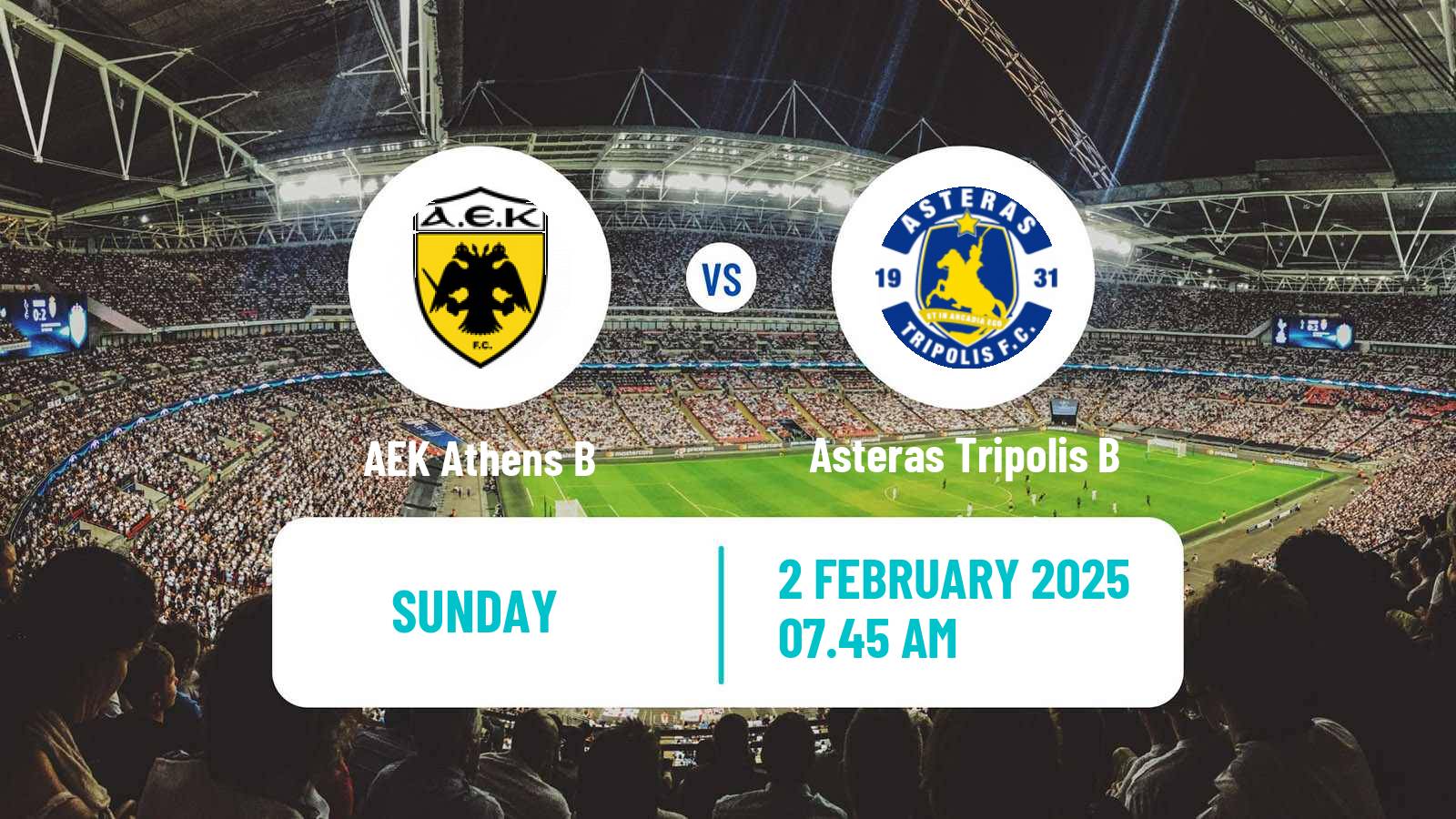 Soccer Greek Super League 2 AEK B - Asteras Tripolis B