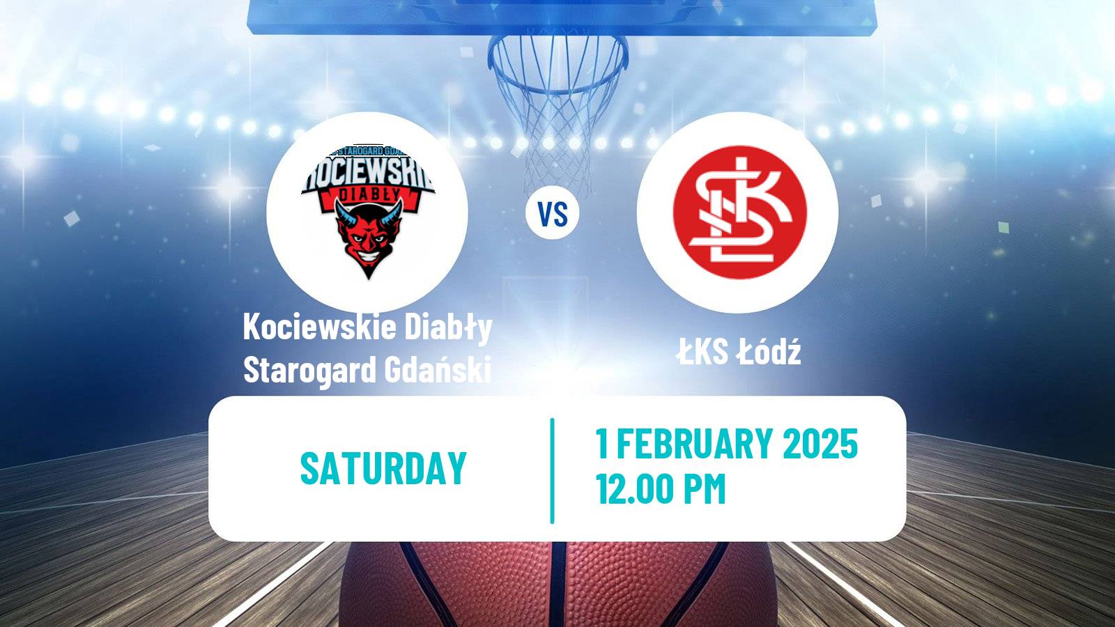 Basketball Polish 1 Liga Basketball Kociewskie Diabły Starogard Gdański - ŁKS Łódź