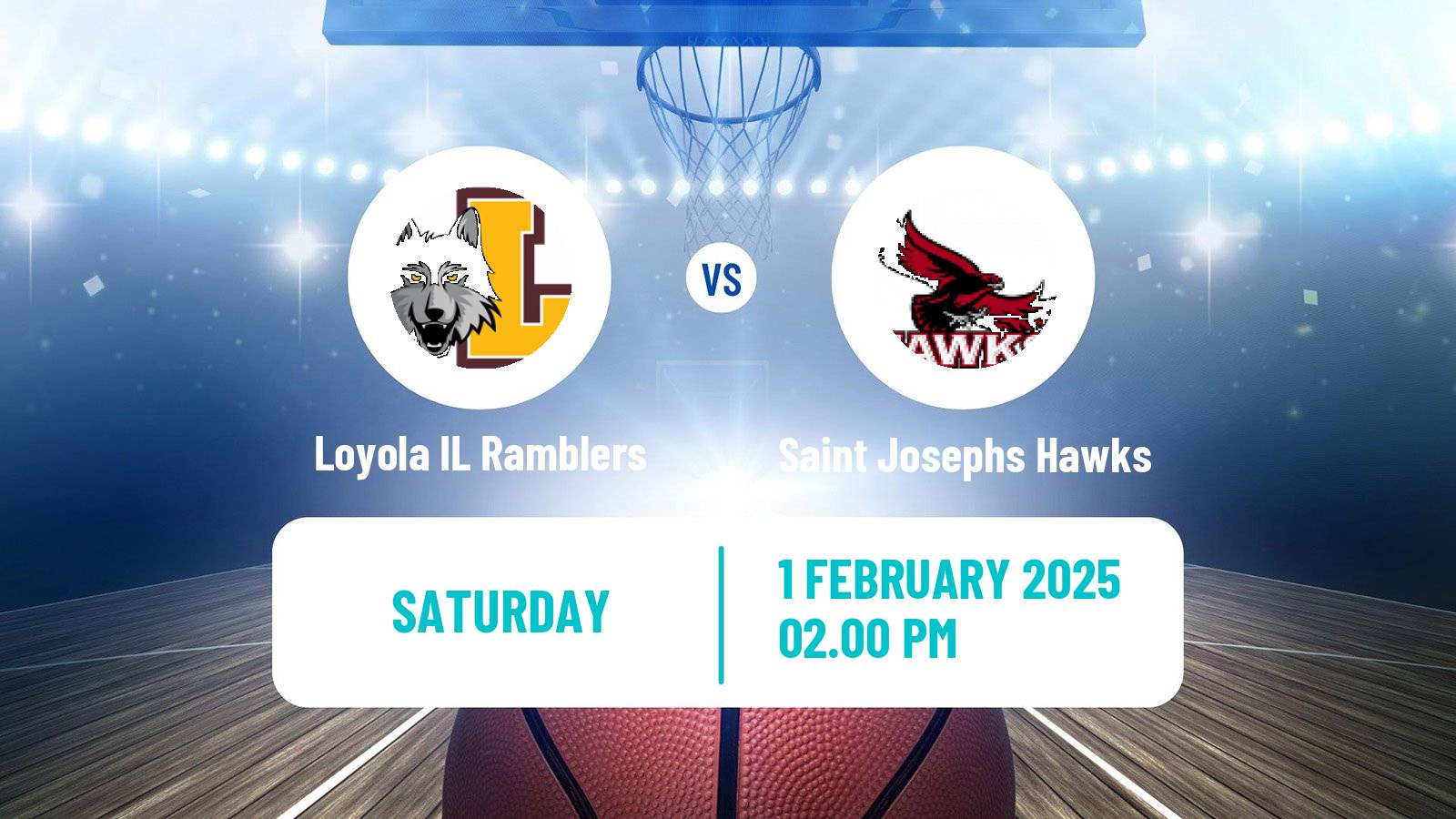 Basketball NCAA College Basketball Loyola IL Ramblers - Saint Josephs Hawks