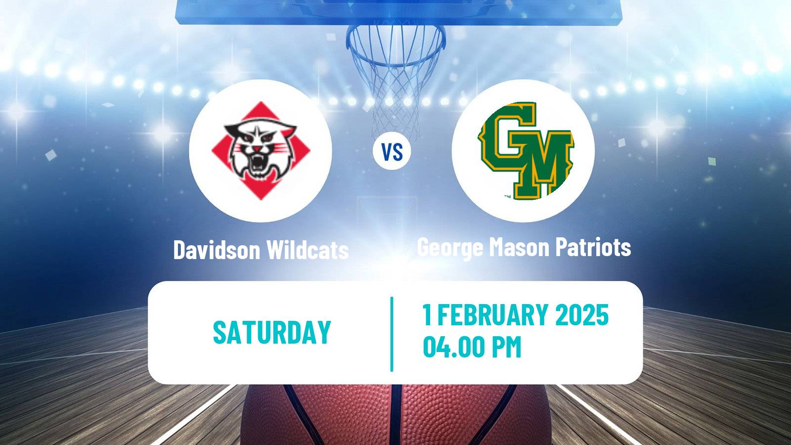 Basketball NCAA College Basketball Davidson Wildcats - George Mason Patriots