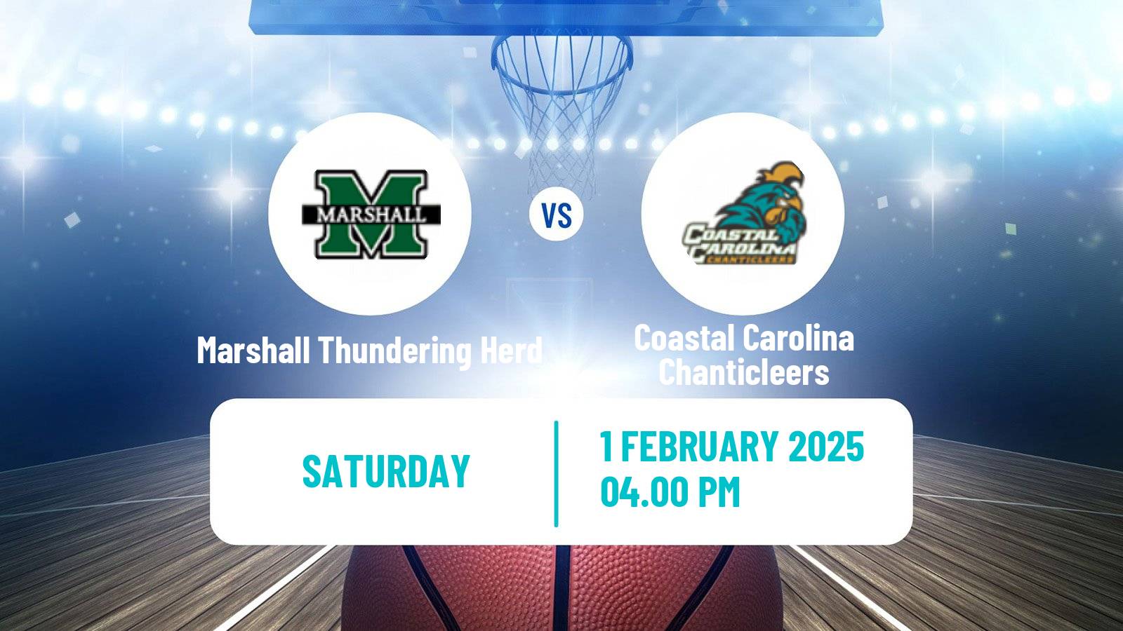 Basketball NCAA College Basketball Marshall Thundering Herd - Coastal Carolina Chanticleers