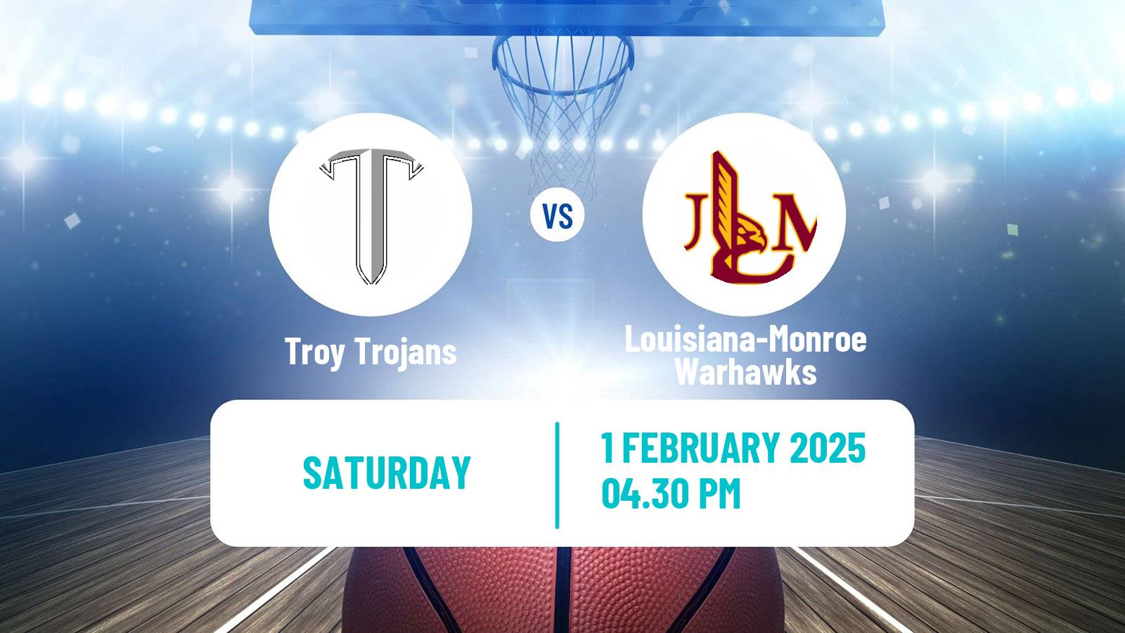 Basketball NCAA College Basketball Troy Trojans - Louisiana-Monroe Warhawks