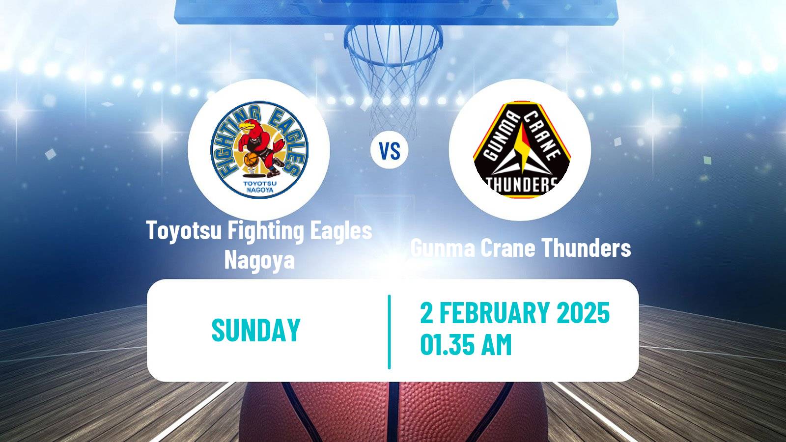 Basketball BJ League Toyotsu Fighting Eagles Nagoya - Gunma Crane Thunders