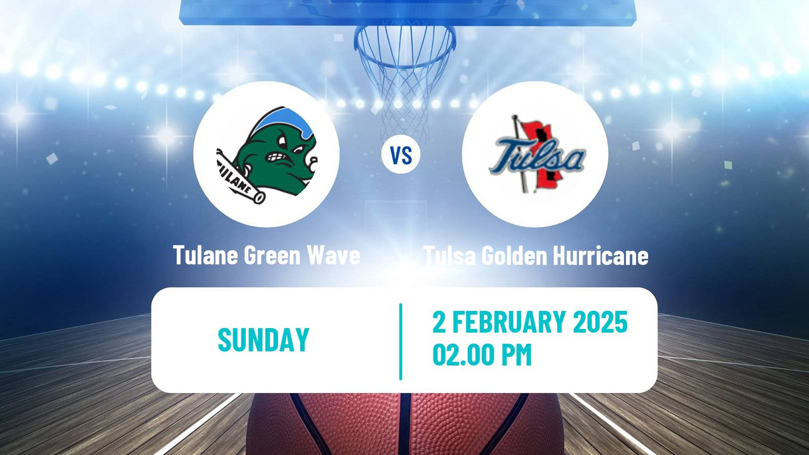 Basketball NCAA College Basketball Tulane Green Wave - Tulsa Golden Hurricane