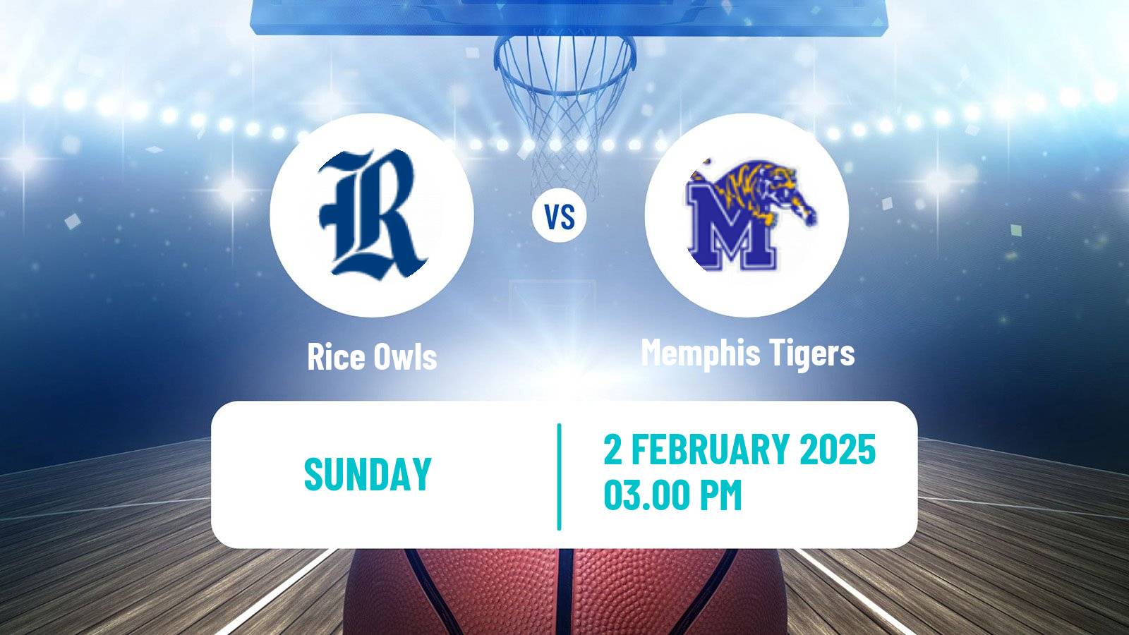 Basketball NCAA College Basketball Rice Owls - Memphis Tigers