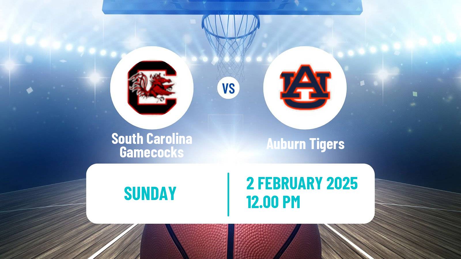 Basketball NCAA College Basketball Women South Carolina Gamecocks - Auburn Tigers