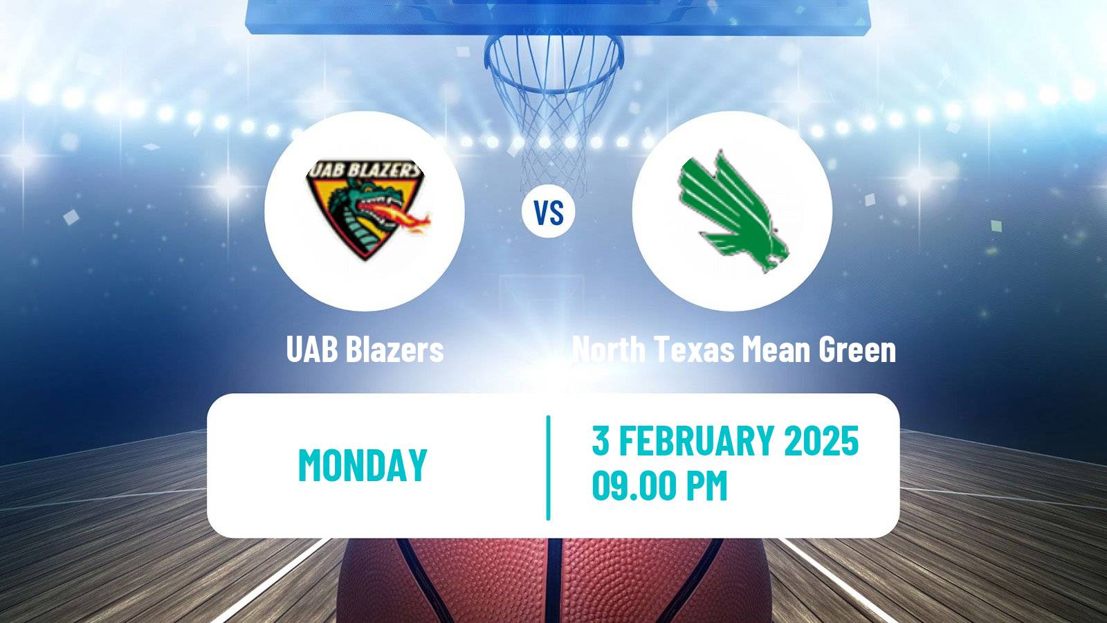 Basketball NCAA College Basketball UAB Blazers - North Texas Mean Green