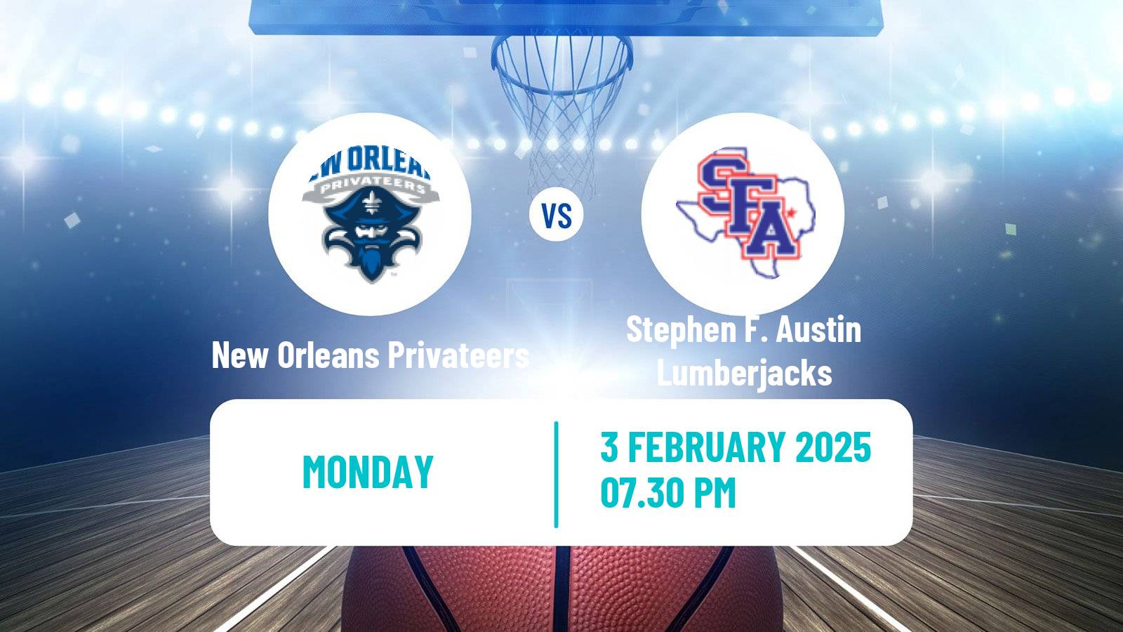 Basketball NCAA College Basketball New Orleans Privateers - Stephen F. Austin Lumberjacks