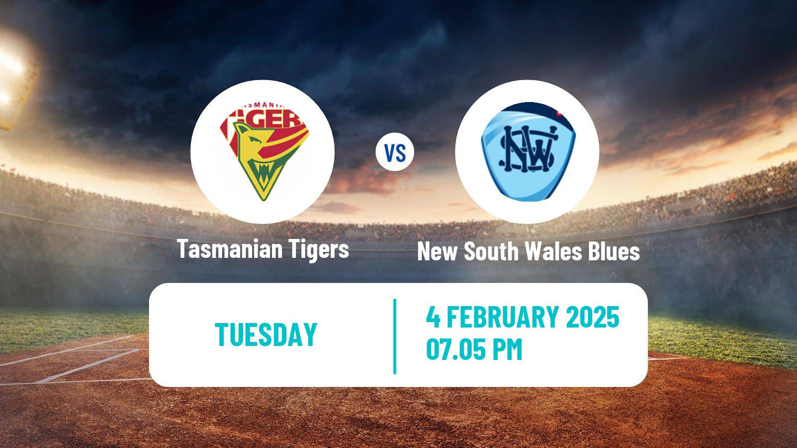 Cricket Australian One-Day Cup Tasmanian Tigers - New South Wales Blues