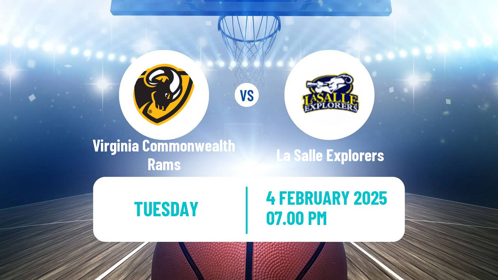 Basketball NCAA College Basketball Virginia Commonwealth Rams - La Salle Explorers