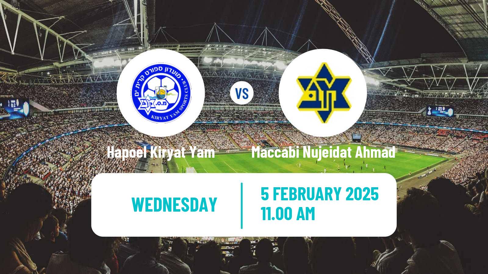 Soccer Israeli Liga Alef North Hapoel Kiryat Yam - Maccabi Nujeidat Ahmad