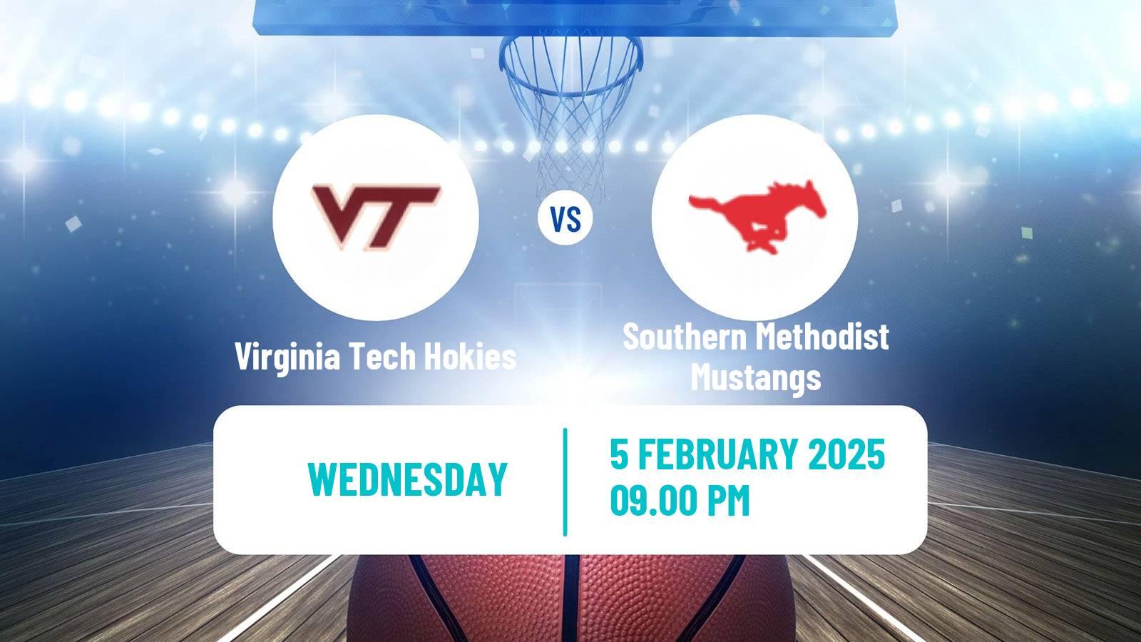 Basketball NCAA College Basketball Virginia Tech Hokies - Southern Methodist Mustangs