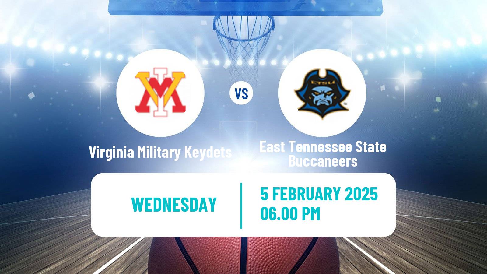 Basketball NCAA College Basketball Virginia Military Keydets - East Tennessee State Buccaneers