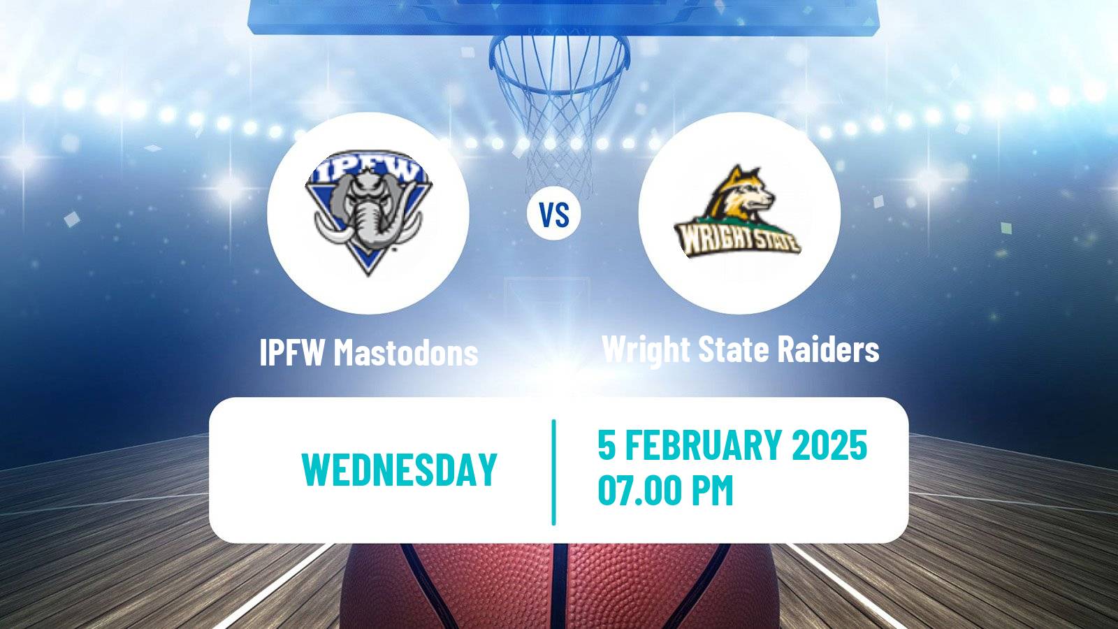 Basketball NCAA College Basketball IPFW Mastodons - Wright State Raiders