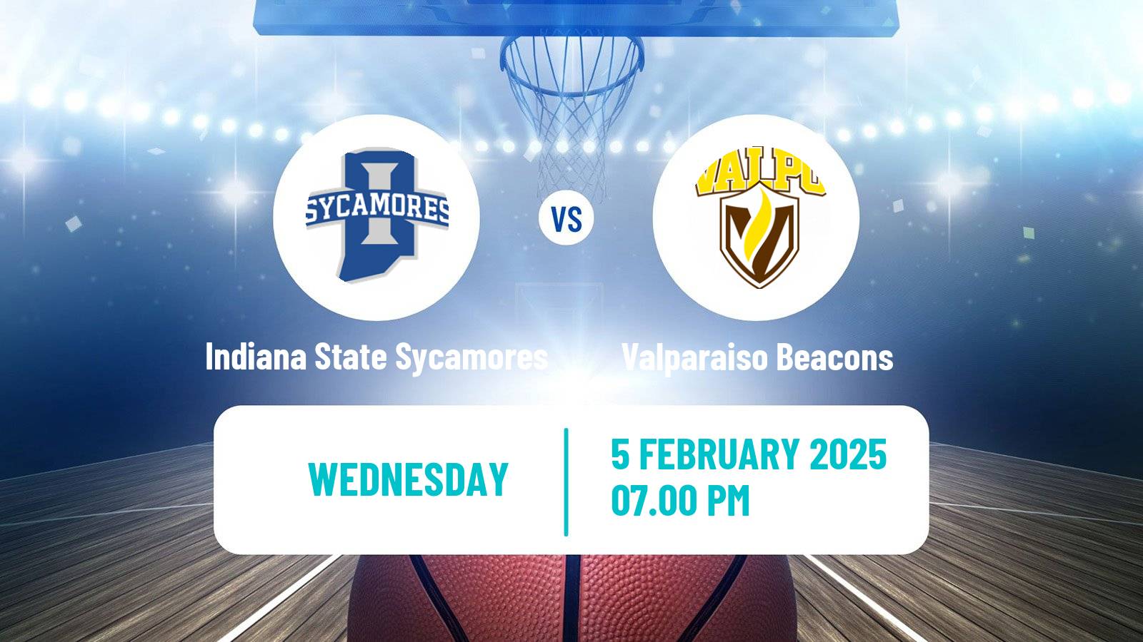 Basketball NCAA College Basketball Indiana State Sycamores - Valparaiso Beacons