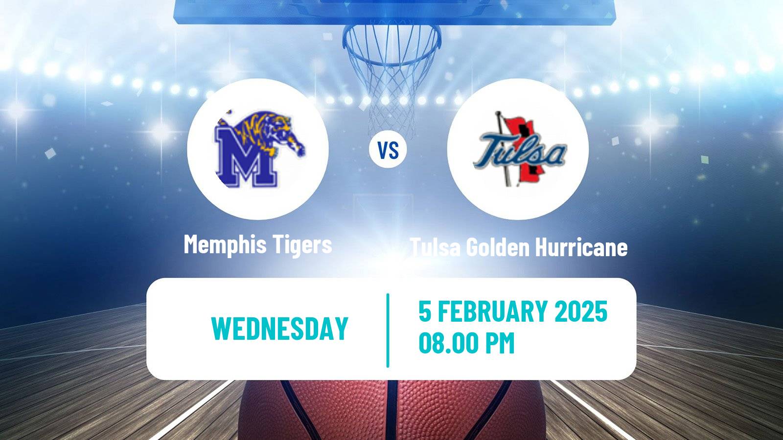 Basketball NCAA College Basketball Memphis Tigers - Tulsa Golden Hurricane