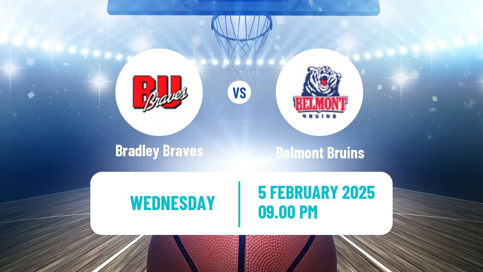 Basketball NCAA College Basketball Bradley Braves - Belmont Bruins