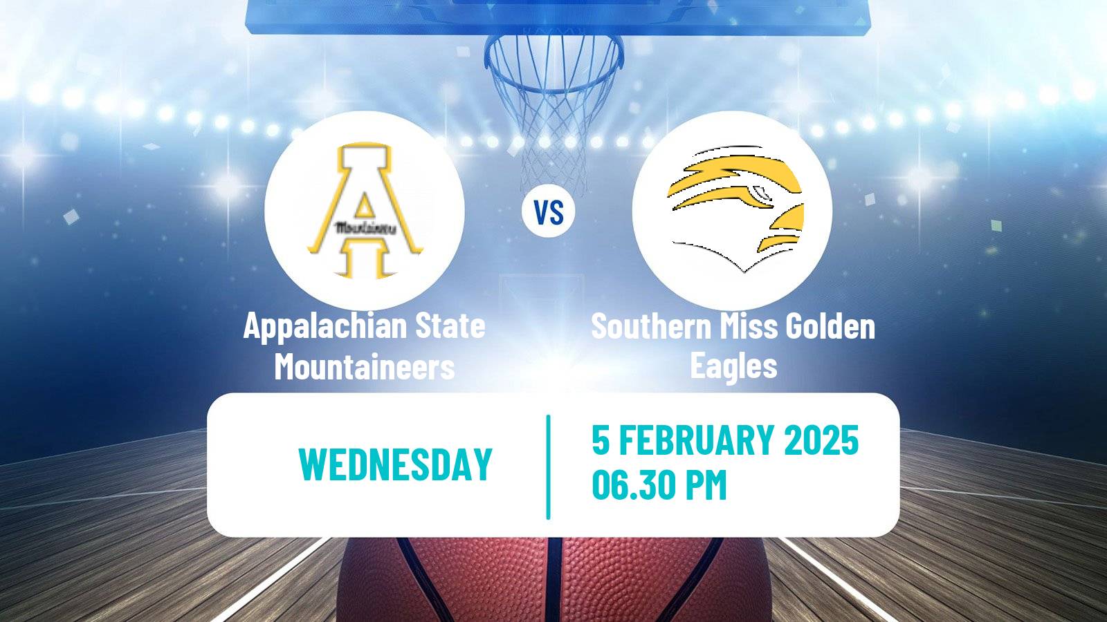 Basketball NCAA College Basketball Appalachian State Mountaineers - Southern Miss Golden Eagles