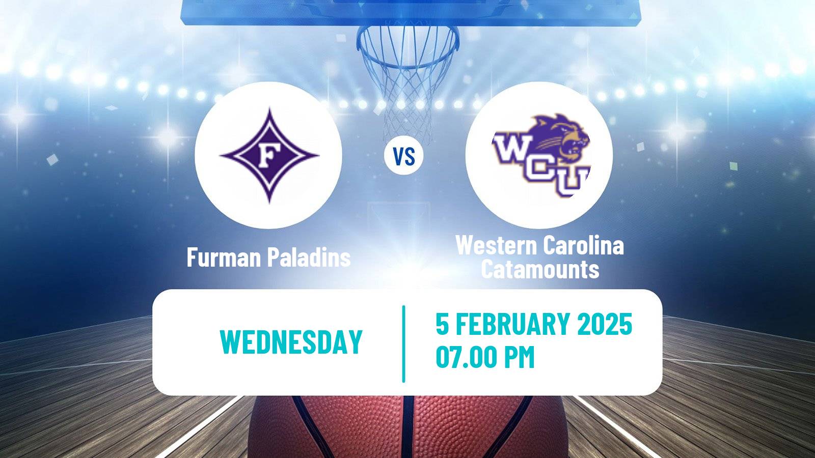 Basketball NCAA College Basketball Furman Paladins - Western Carolina Catamounts