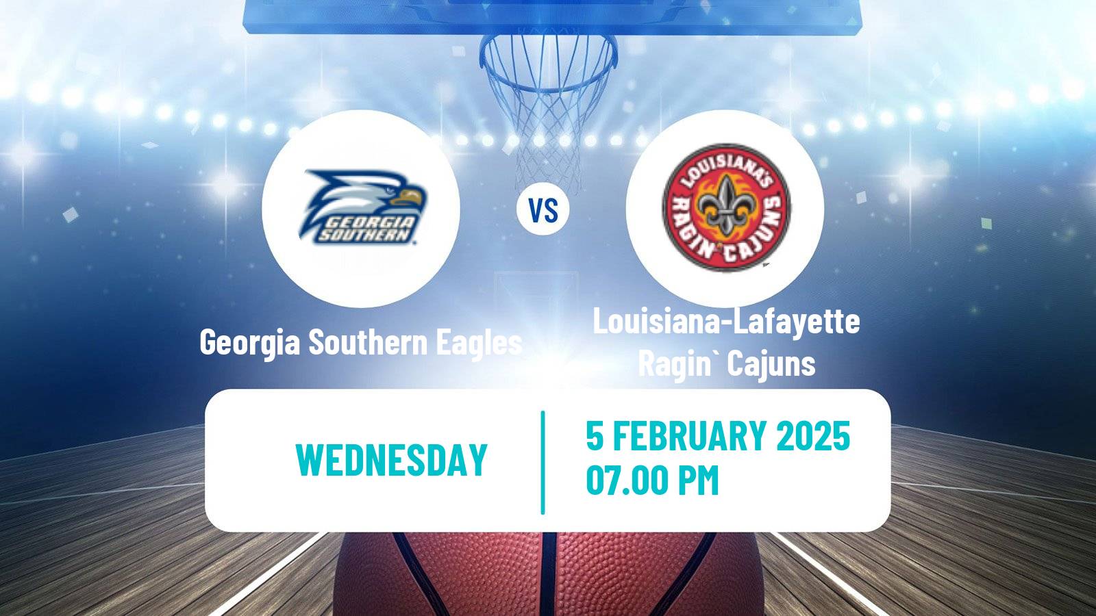 Basketball NCAA College Basketball Georgia Southern Eagles - Louisiana-Lafayette Ragin` Cajuns