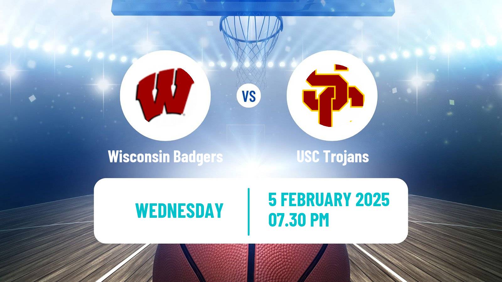 Basketball NCAA College Basketball Women Wisconsin Badgers - USC Trojans