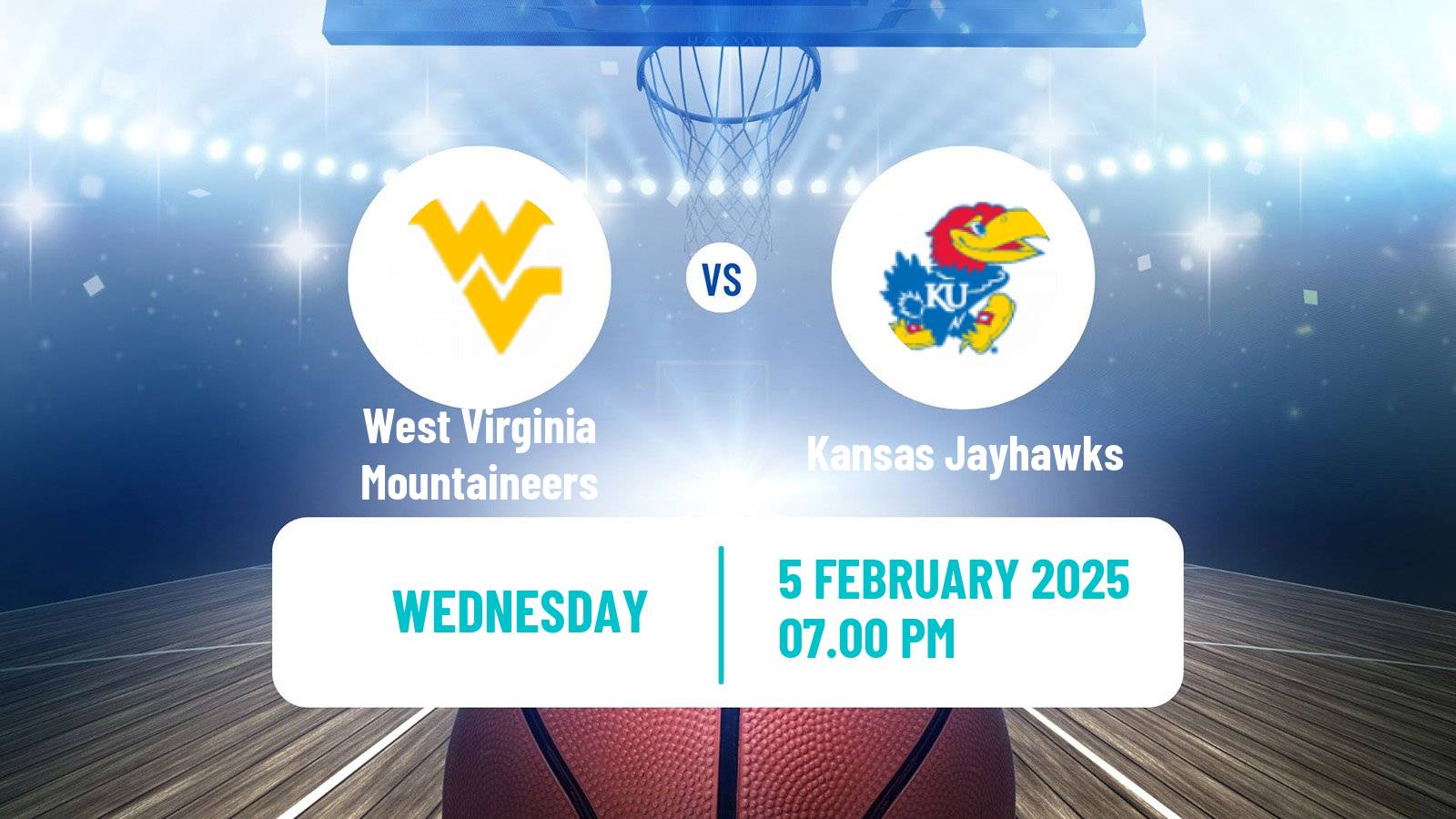 Basketball NCAA College Basketball Women West Virginia Mountaineers - Kansas Jayhawks