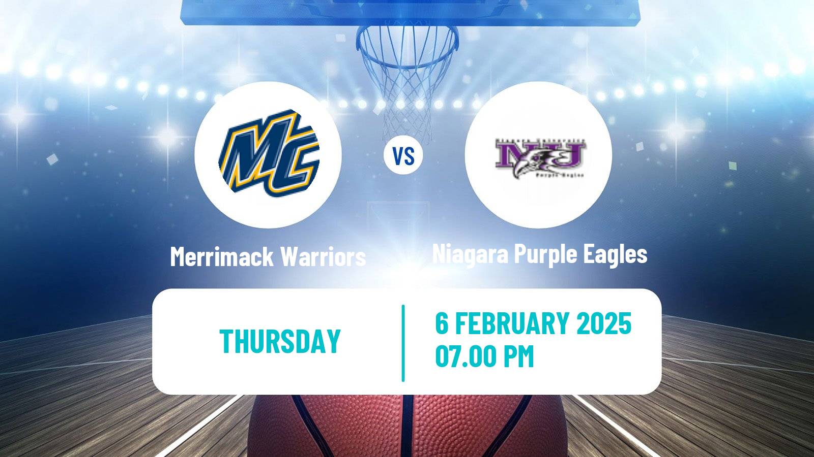 Basketball NCAA College Basketball Merrimack Warriors - Niagara Purple Eagles