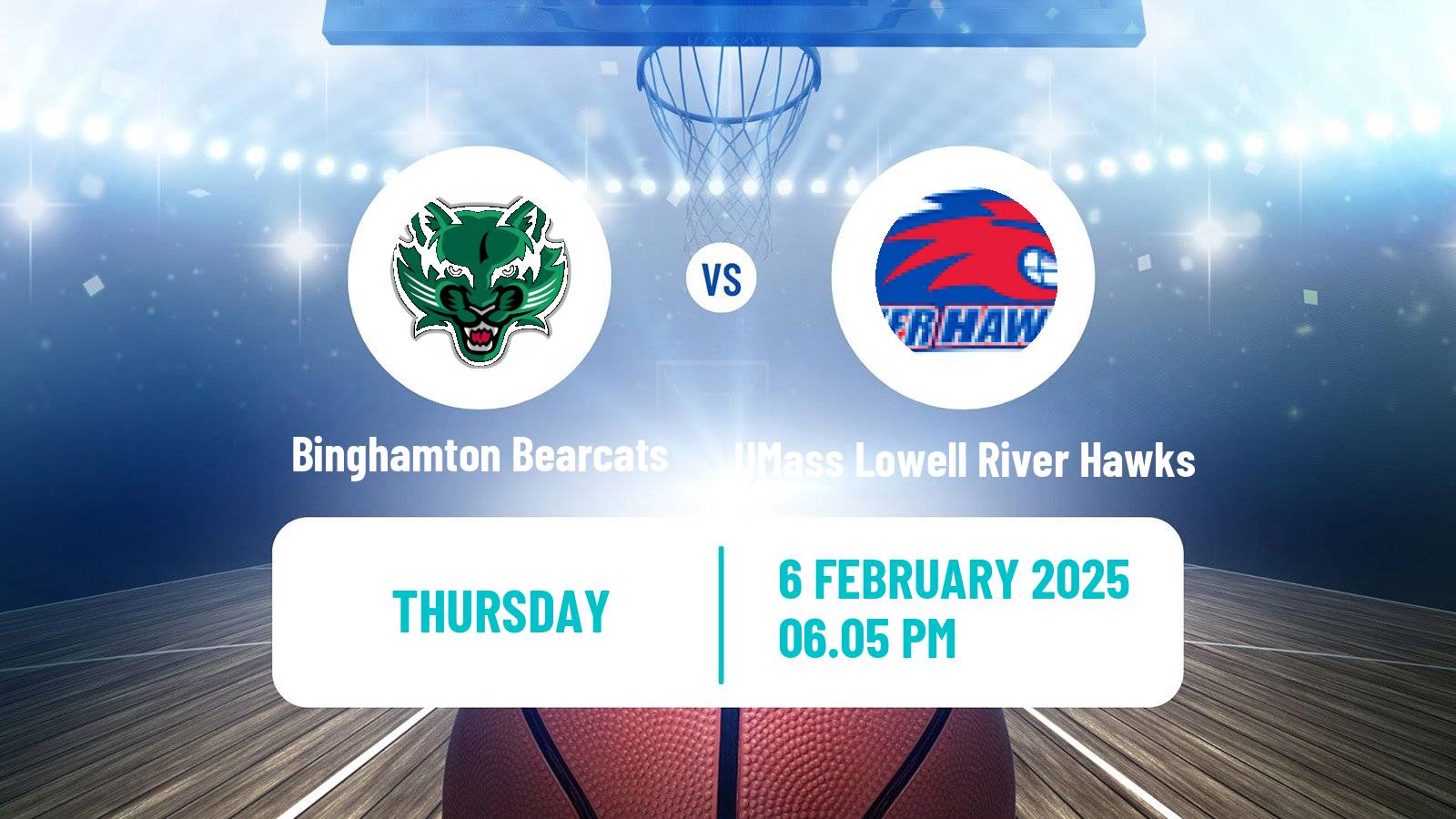 Basketball NCAA College Basketball Binghamton Bearcats - UMass Lowell River Hawks