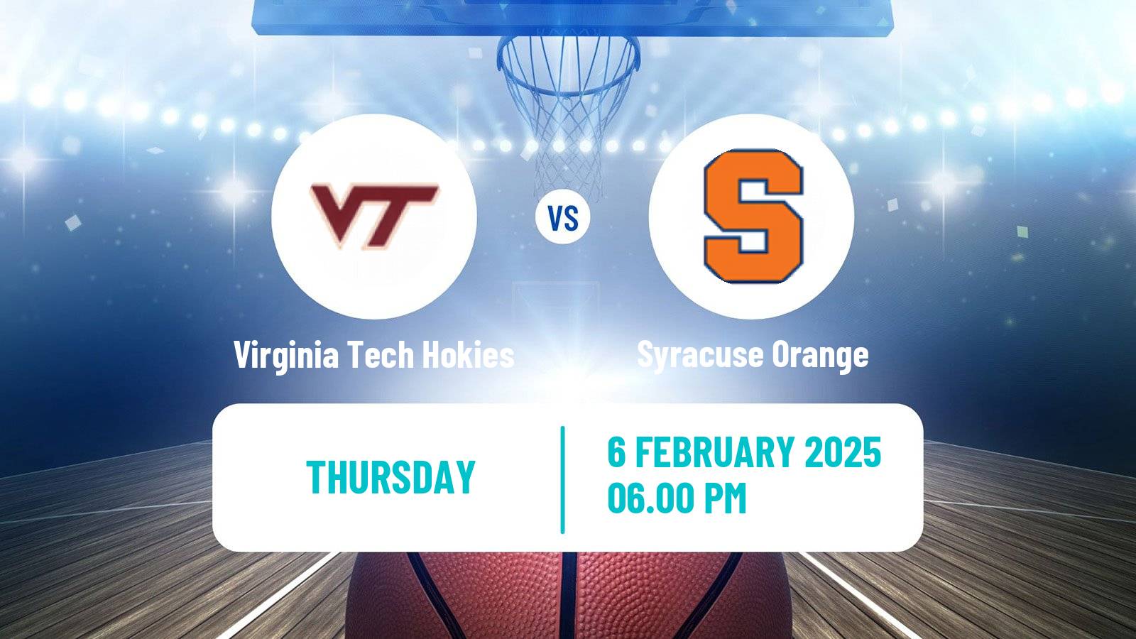 Basketball NCAA College Basketball Women Virginia Tech Hokies - Syracuse Orange