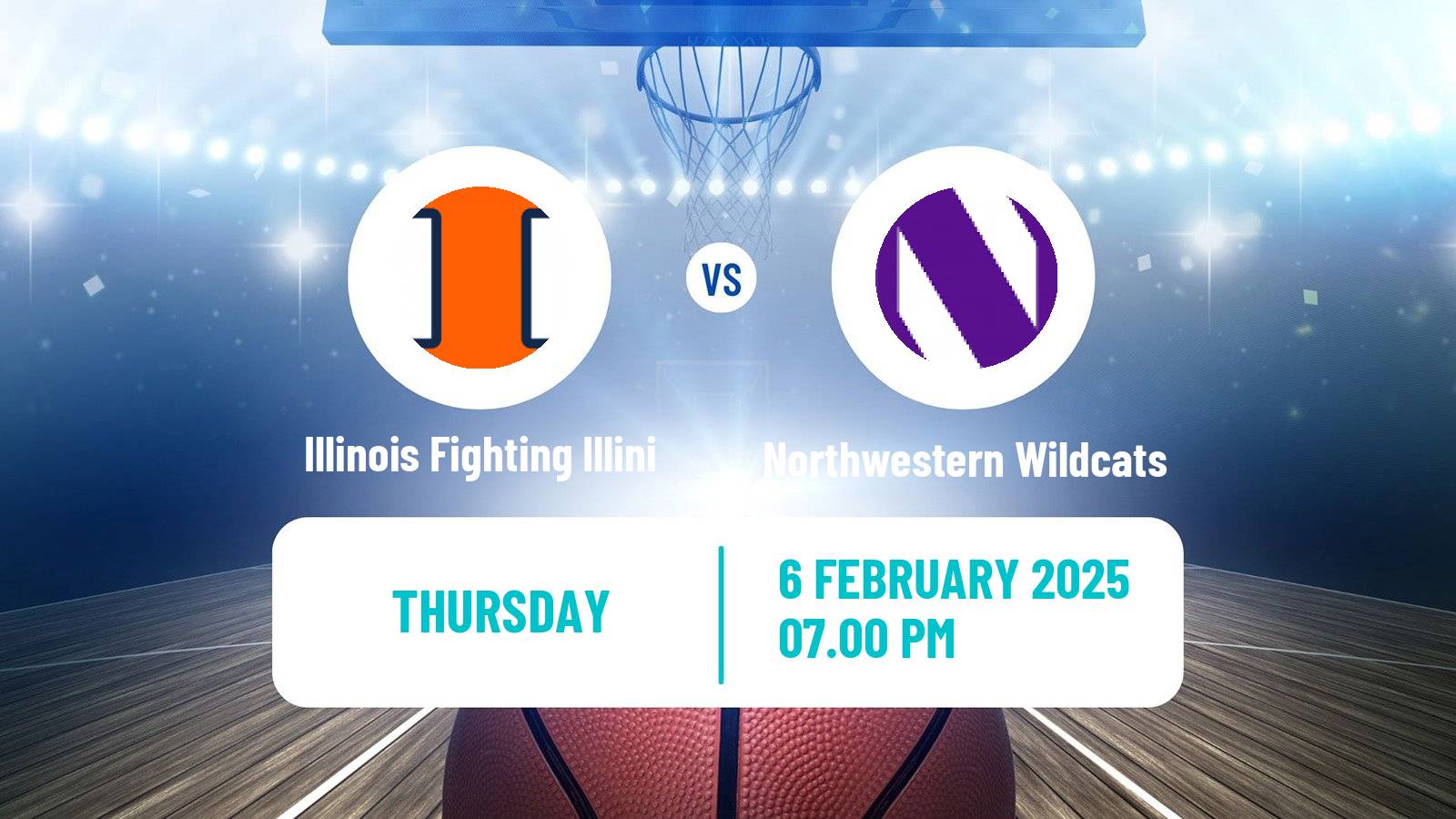 Basketball NCAA College Basketball Women Illinois Fighting Illini - Northwestern Wildcats