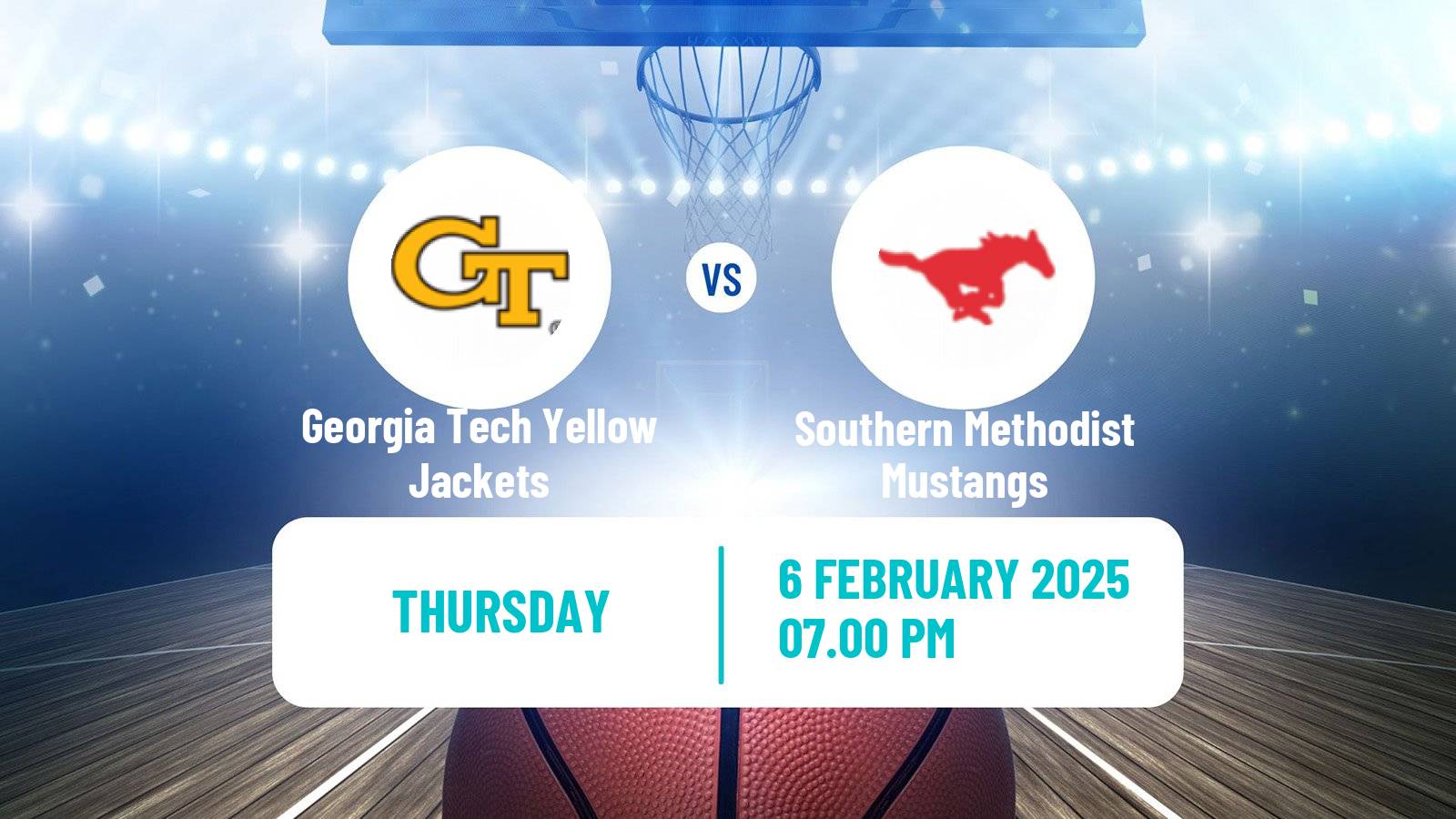 Basketball NCAA College Basketball Women Georgia Tech Yellow Jackets - Southern Methodist Mustangs