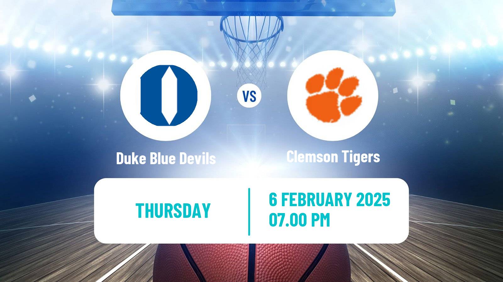 Basketball NCAA College Basketball Women Duke Blue Devils - Clemson Tigers