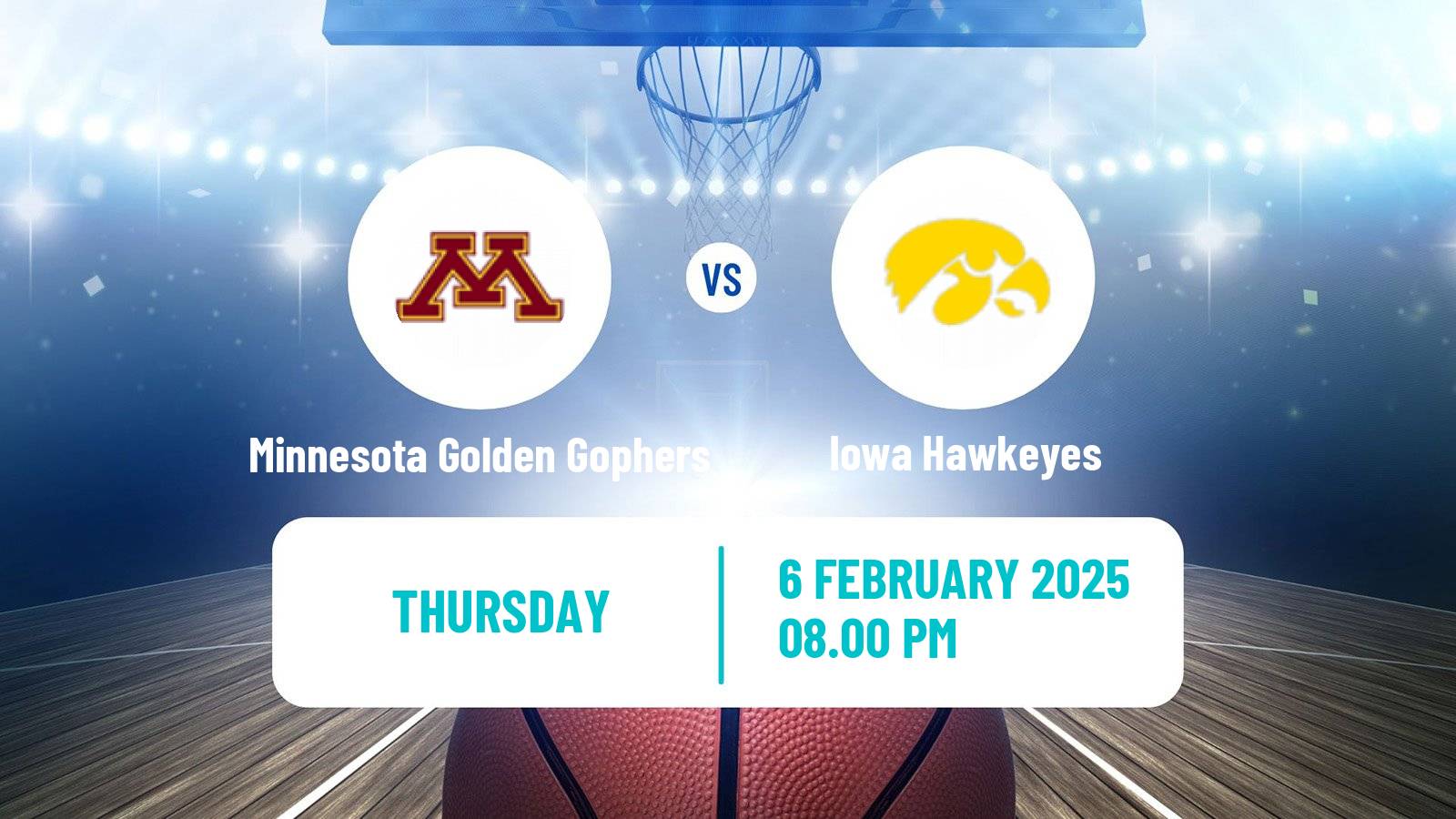 Basketball NCAA College Basketball Women Minnesota Golden Gophers - Iowa Hawkeyes