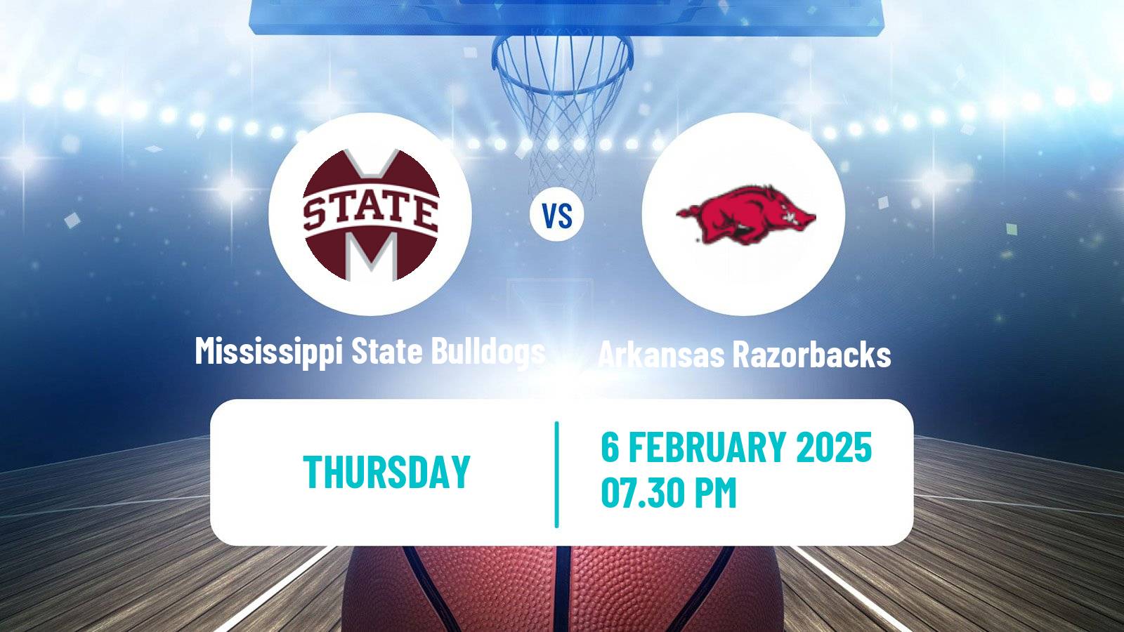 Basketball NCAA College Basketball Women Mississippi State Bulldogs - Arkansas Razorbacks