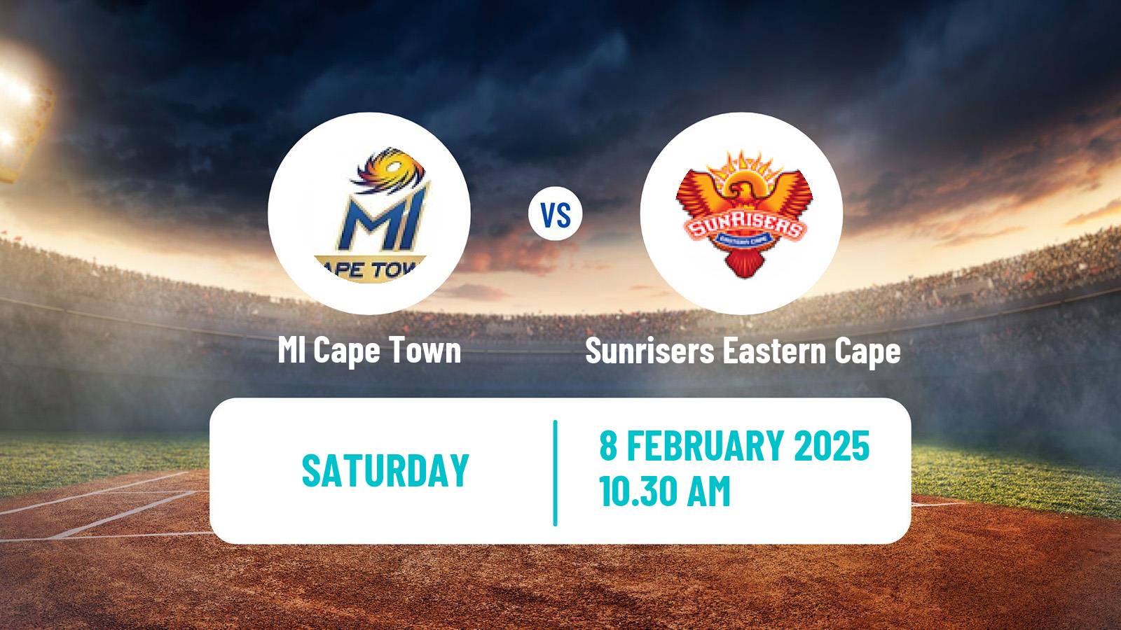 Cricket South African SA20 MI Cape Town - Sunrisers Eastern Cape