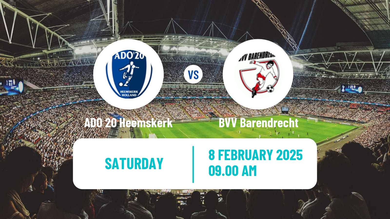 Soccer Dutch Tweede Divisie ADO 20 Heemskerk - BVV Barendrecht