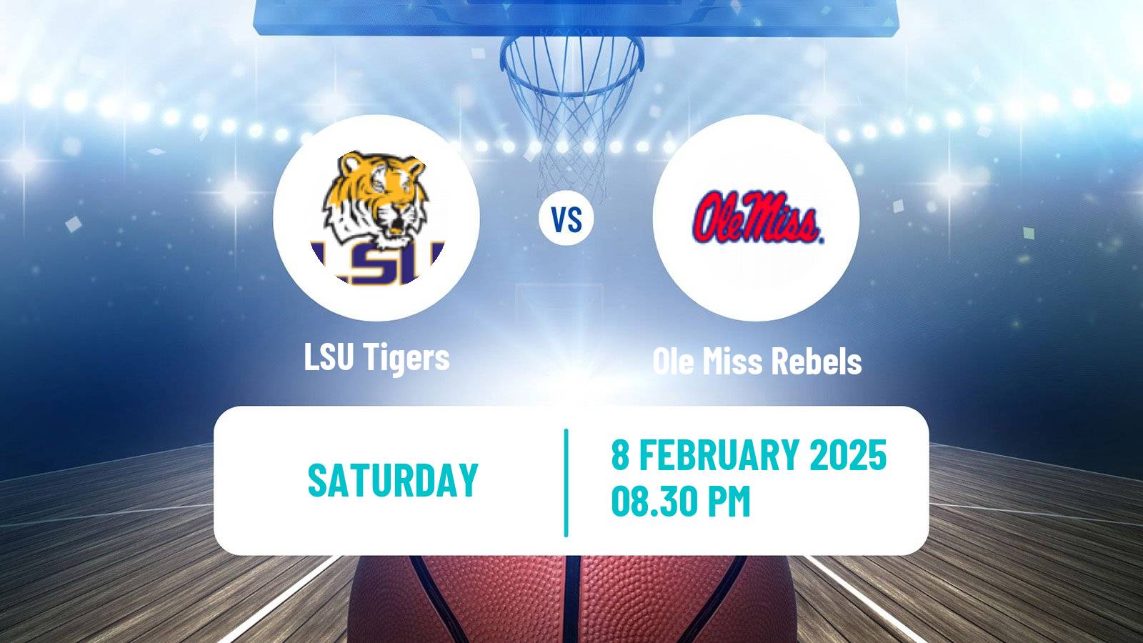 Basketball NCAA College Basketball LSU Tigers - Ole Miss Rebels