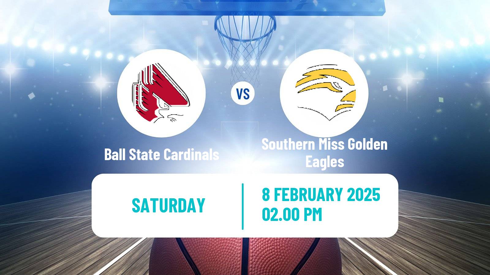 Basketball NCAA College Basketball Ball State Cardinals - Southern Miss Golden Eagles