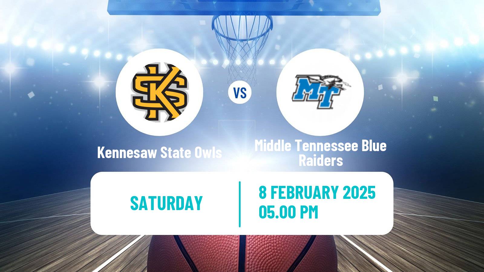 Basketball NCAA College Basketball Kennesaw State Owls - Middle Tennessee Blue Raiders