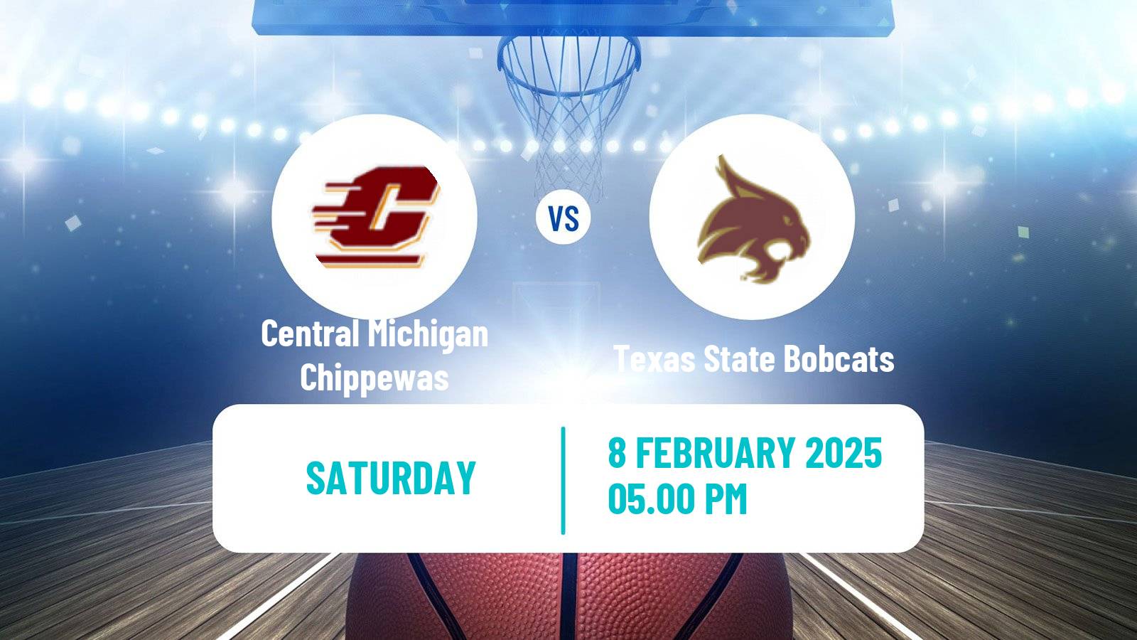 Basketball NCAA College Basketball Central Michigan Chippewas - Texas State Bobcats