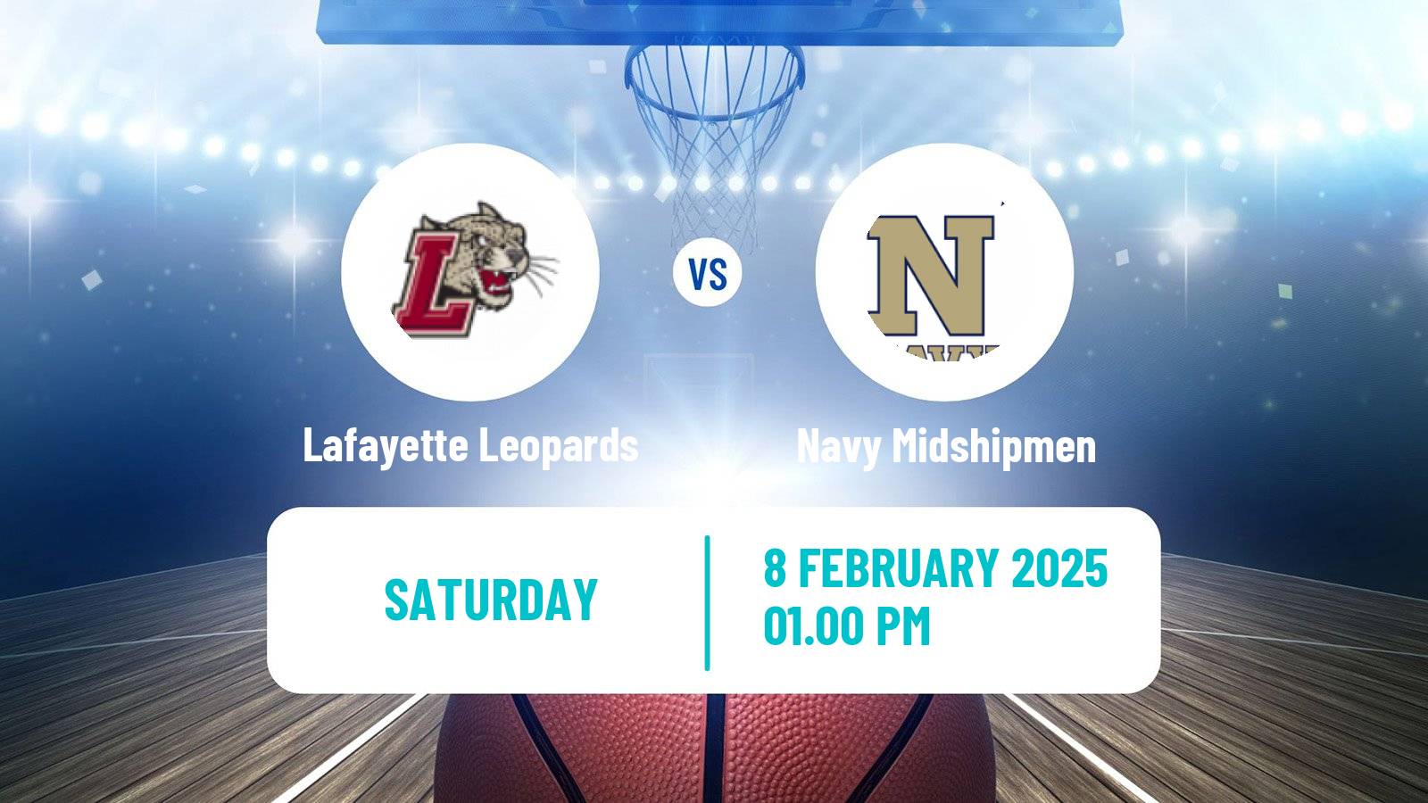 Basketball NCAA College Basketball Lafayette Leopards - Navy Midshipmen