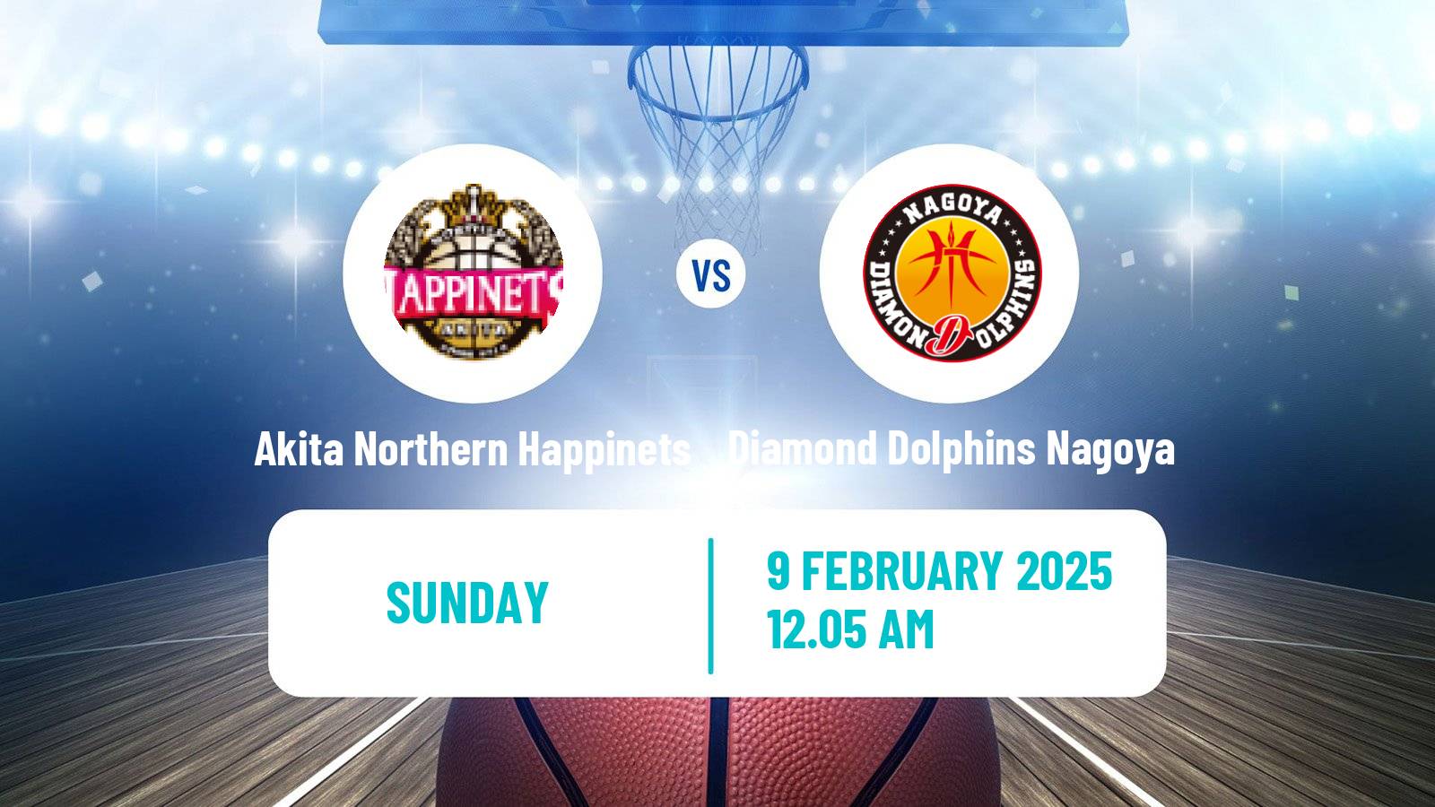 Basketball BJ League Akita Northern Happinets - Diamond Dolphins Nagoya