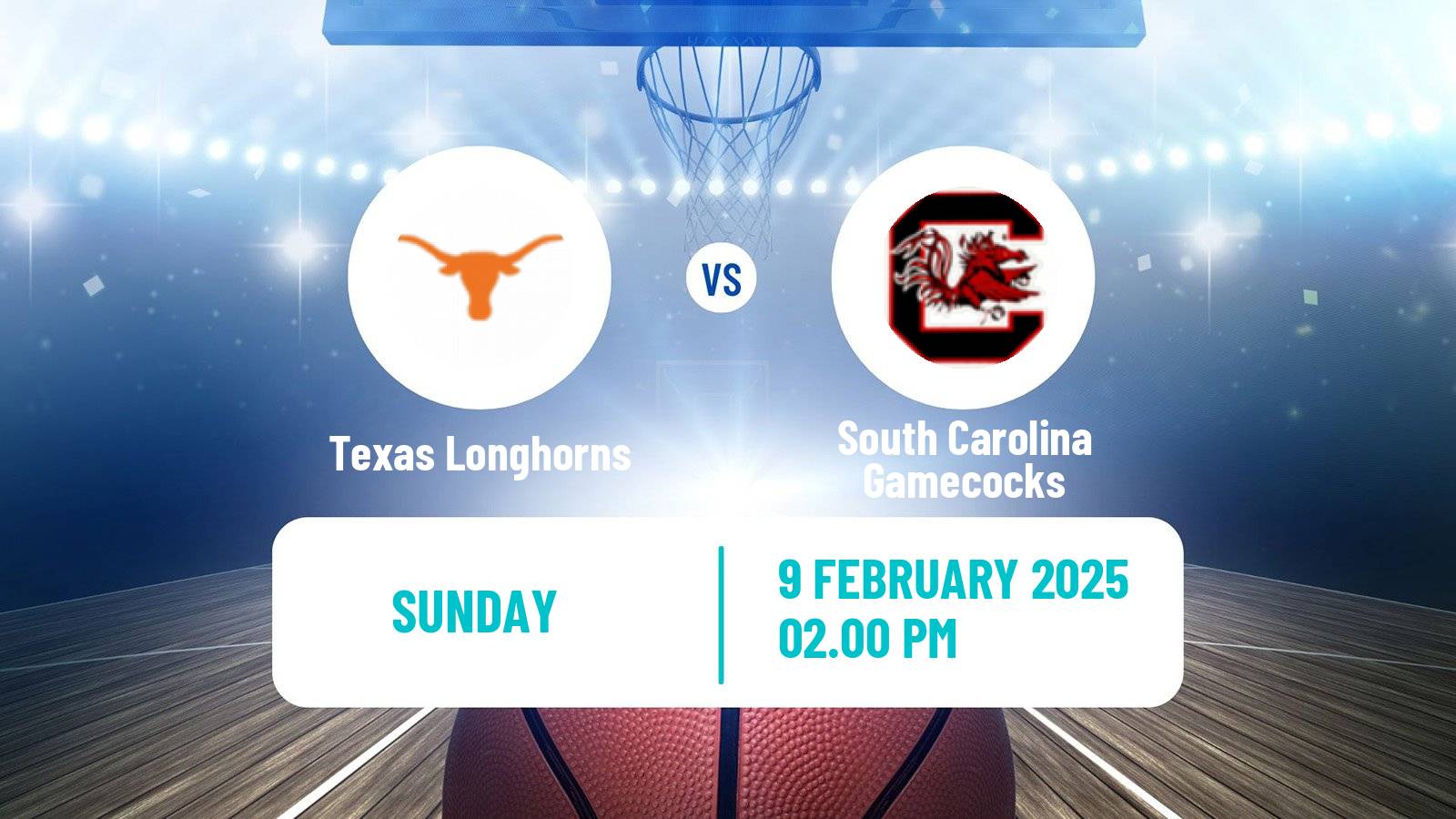 Basketball NCAA College Basketball Women Texas Longhorns - South Carolina Gamecocks