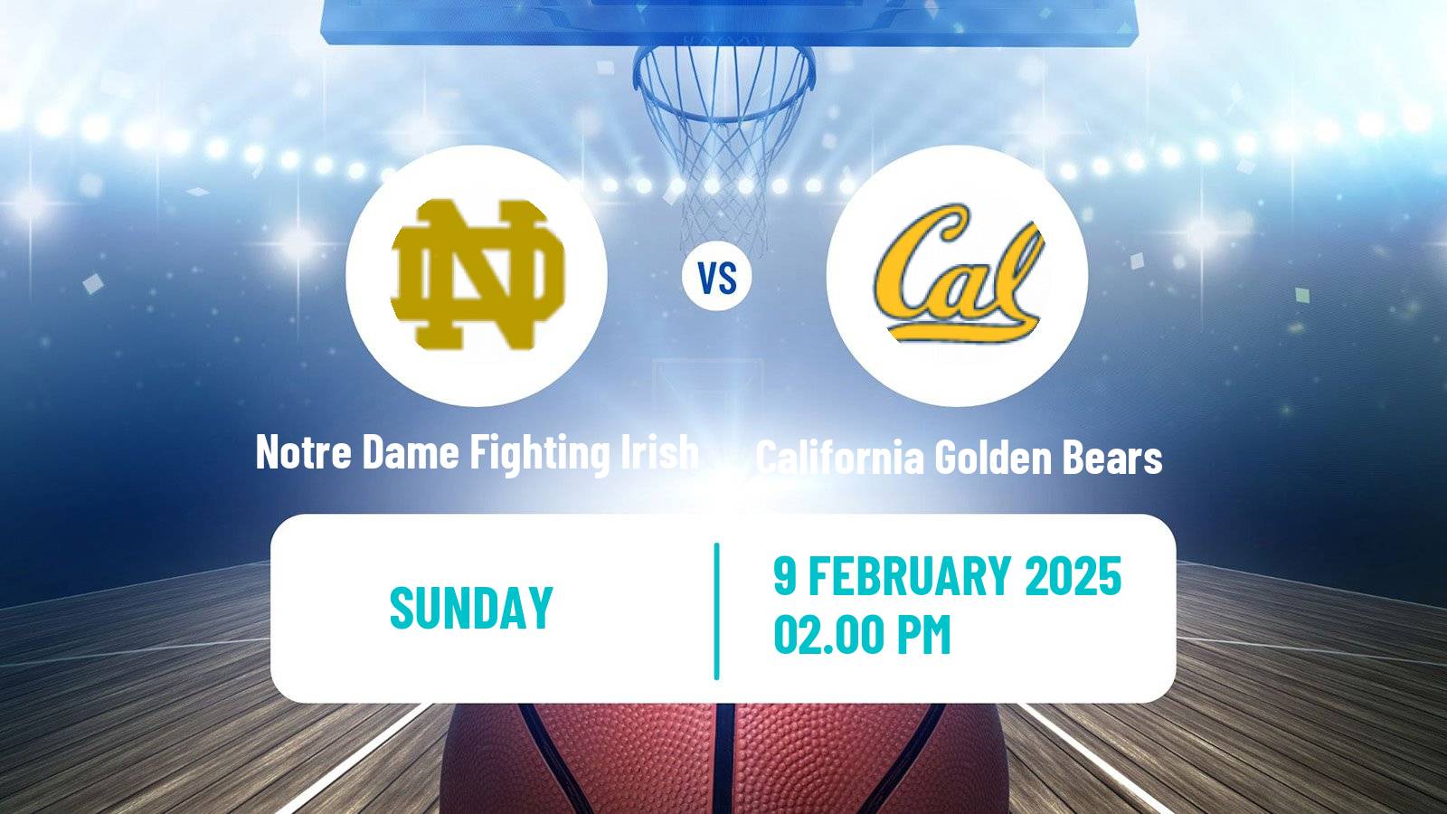 Basketball NCAA College Basketball Women Notre Dame Fighting Irish - California Golden Bears