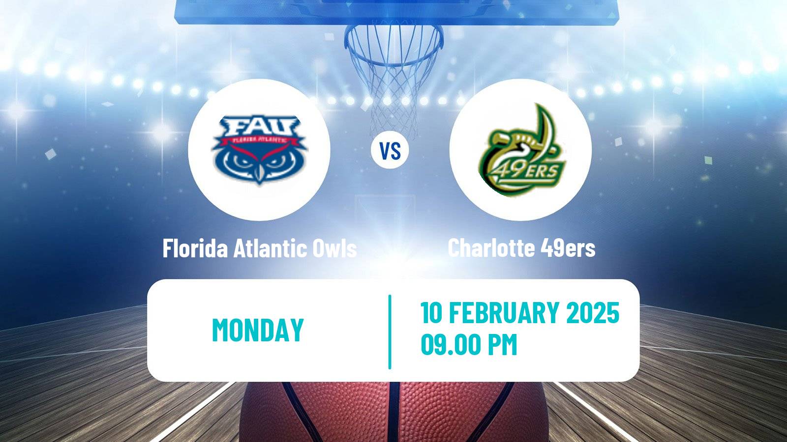 Basketball NCAA College Basketball Florida Atlantic Owls - Charlotte 49ers