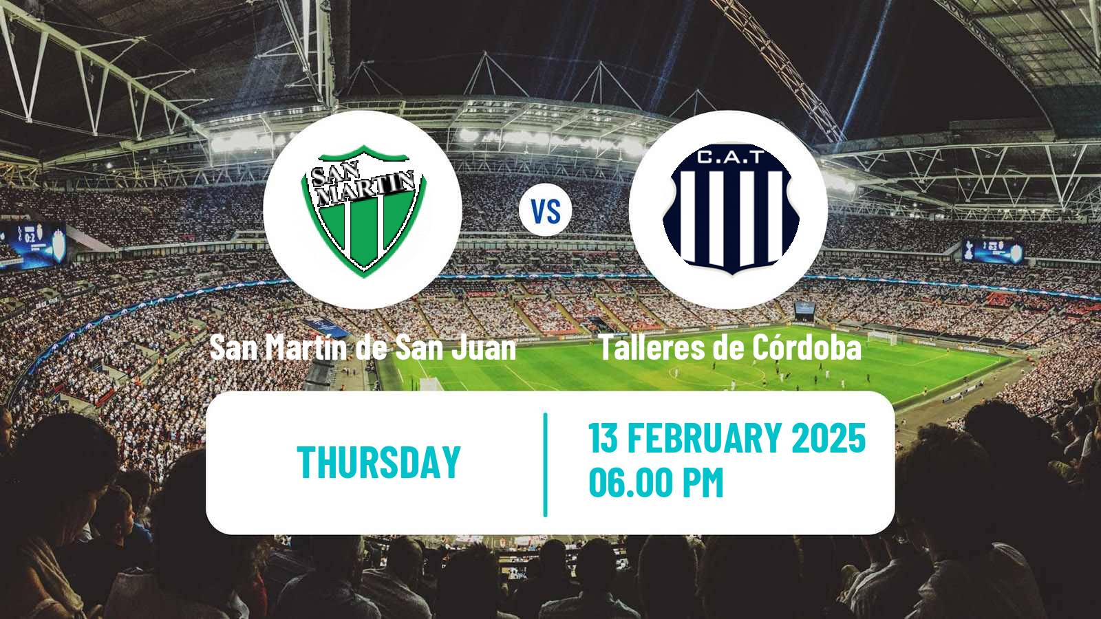 Soccer Argentinian Liga Profesional San Martín de San Juan - Talleres de Córdoba