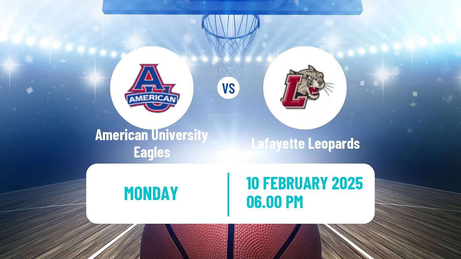 Basketball NCAA College Basketball American University Eagles - Lafayette Leopards