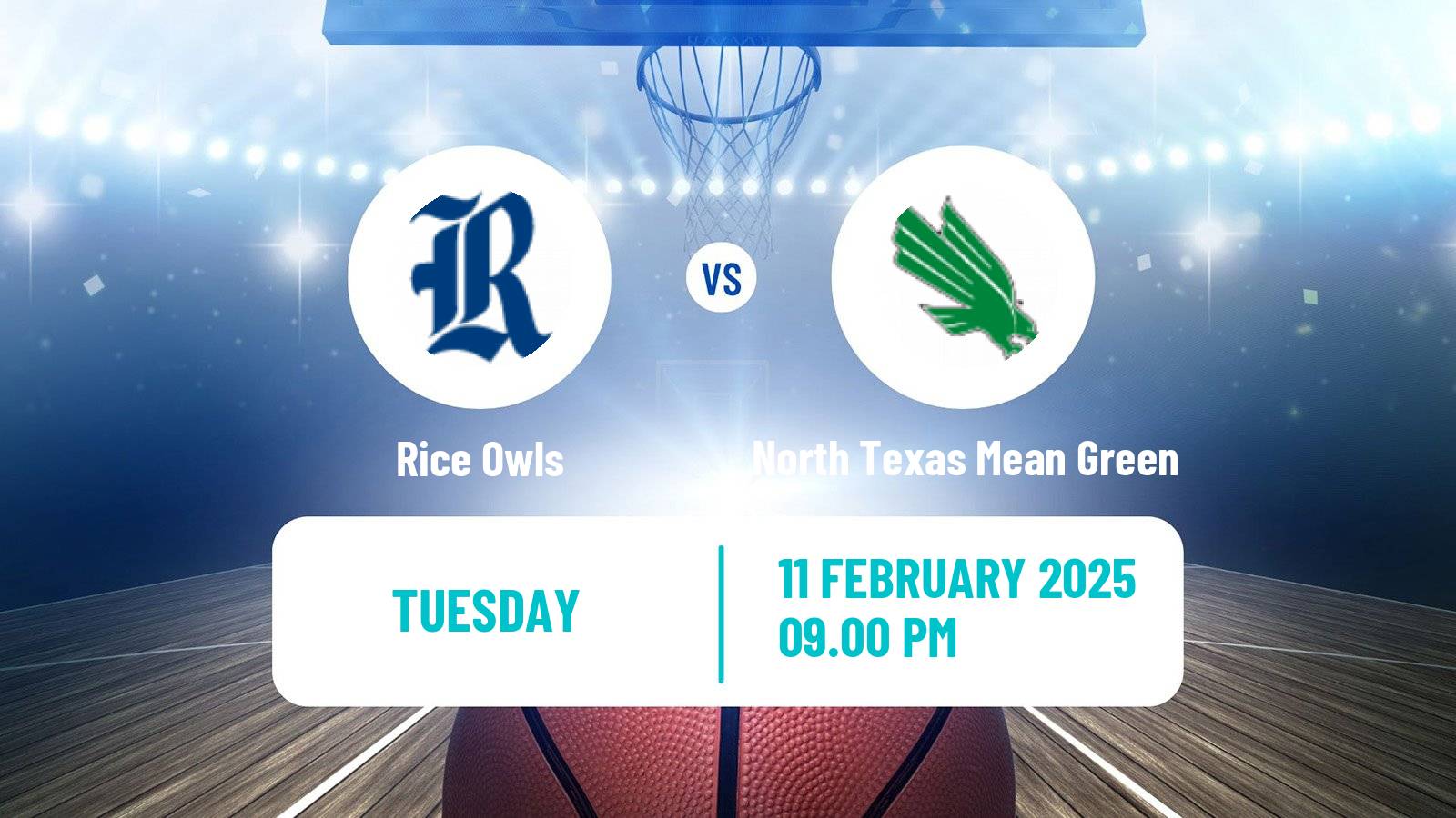 Basketball NCAA College Basketball Rice Owls - North Texas Mean Green