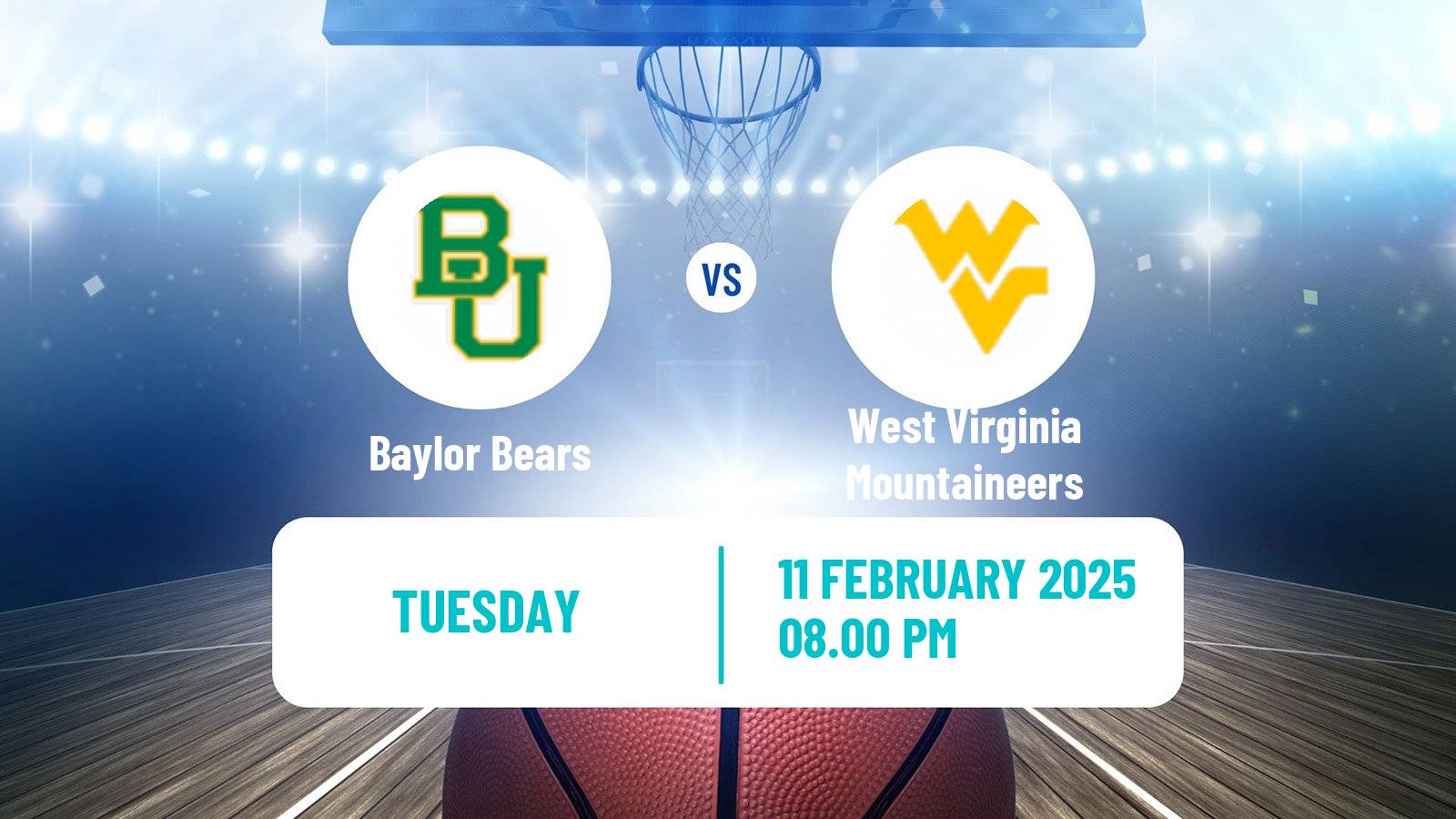 Basketball NCAA College Basketball Women Baylor Bears - West Virginia Mountaineers