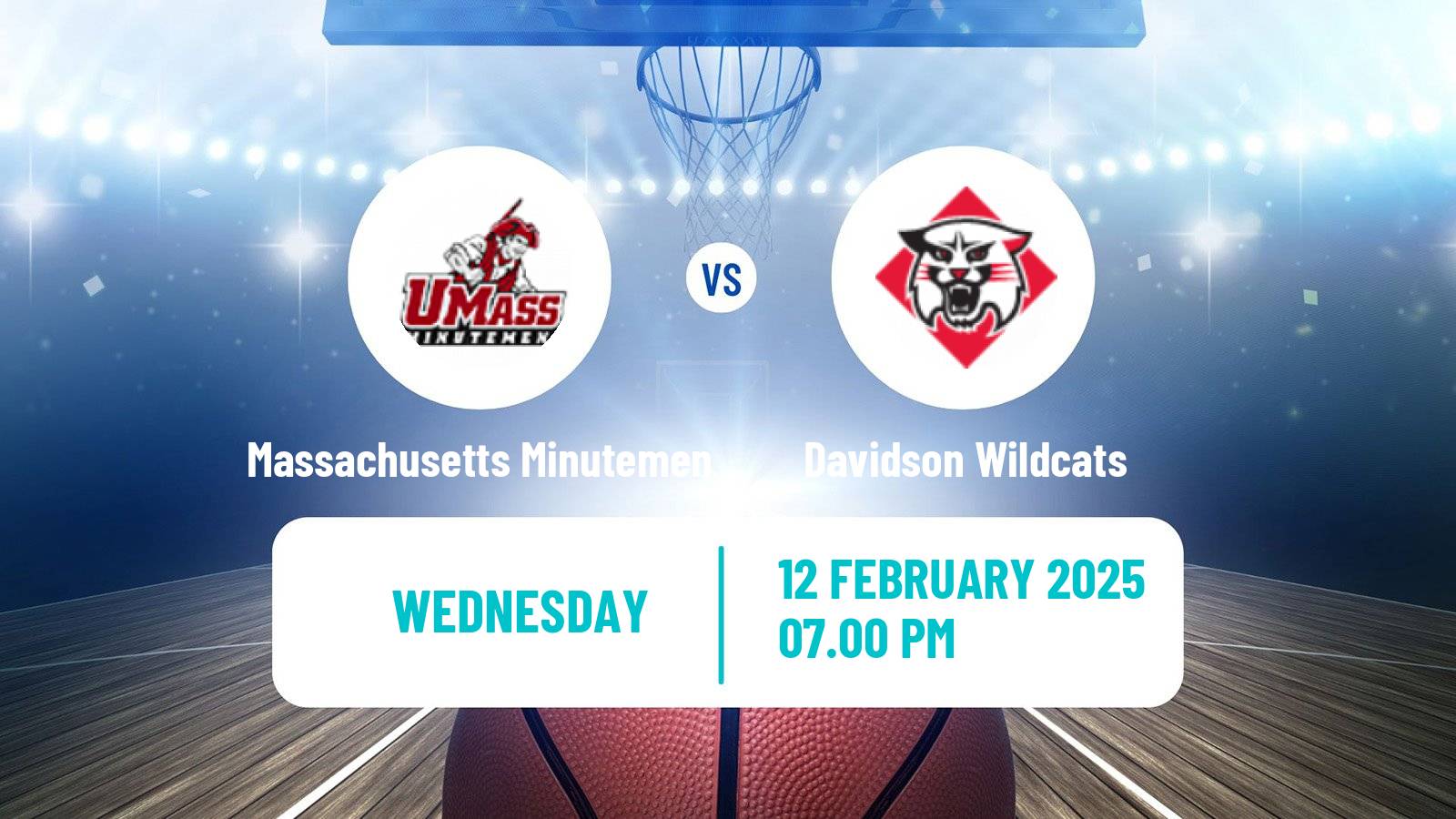 Basketball NCAA College Basketball Massachusetts Minutemen - Davidson Wildcats